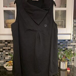 eShakti Black Sleeveless Blouse with Button Detail